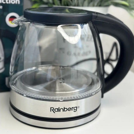 Чайник красивый электрический Rainberg RB-2251 - 1л, Чайник электрический с индикатором температуры QM-41 Львов - изображение 5