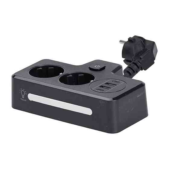 Мережевий фільтр на 2 євро розетки з 2 USB та 2 Type-C чорний HP-5-18 Київ