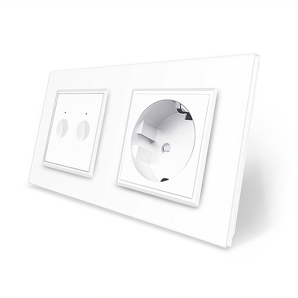 LIVOLO Сенсорний вимикач Sense 2 сенсора 1 розетка Livolo білий скло (VL-C7FC2/FCTC16A-4WP) Коломия - фото 3