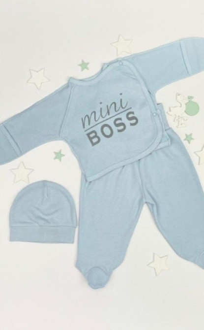 Комплект одежды для новорожденного мальчика 7 предметов + европеленка Mini Boss размер 56 см Lari Голубой Кривой Рог - изображение 6