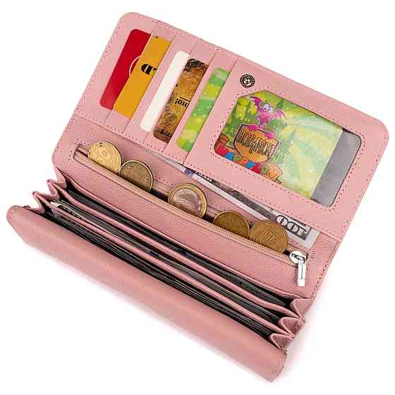 Кошелек кожаный в два сложения женский ST Leather 19290 Пудровый Киев