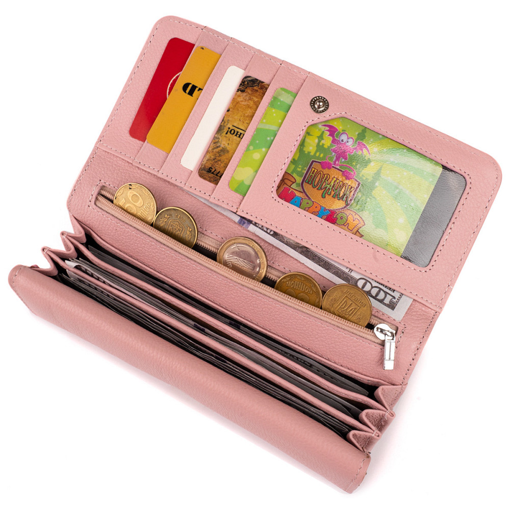 Кошелек кожаный в два сложения женский ST Leather 19290 Пудровый Киев - изображение 6