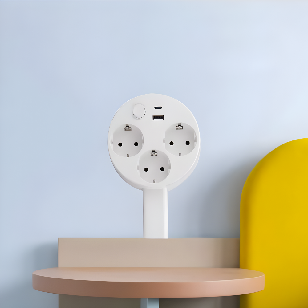 Мережевий подовжувач телескопічний, трійник з поворотом на 360° висувний на 3 розетки і 2 порти для зарядки USB-A, Type-C, 16А Кам'янець-Подільський - фото 8