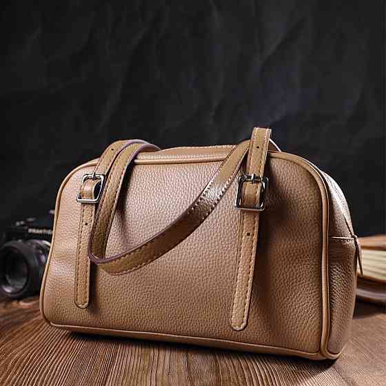 Ділова сумка-клатч зі знімними ручками з натуральної шкіри Бежева (Vintage) Київ