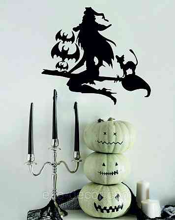 Декоративне настінне Панно «Відьма на мітлі», Декор на стіну 110*97 см, Чорний Київ