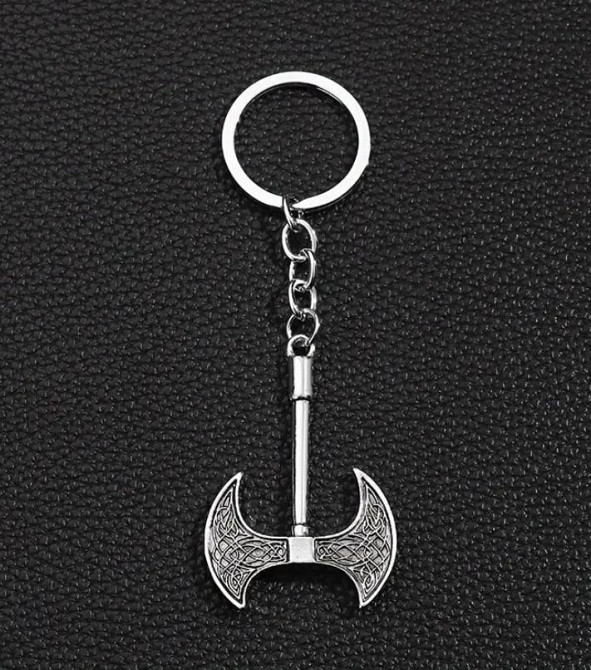 Брелок для чоловіків у формі сокири з подвійним лезом | Металевий, 11 см Київ - фото 5