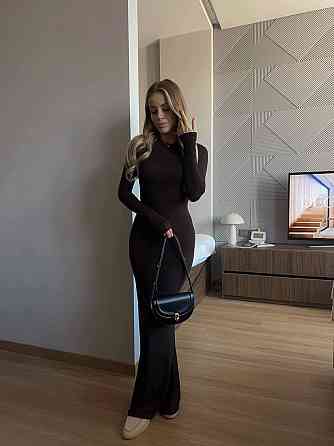 Жіноча облягаюча максі сукня з віскози Шоколадний Одеса