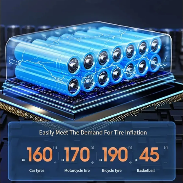 Насос акумуляторний цифровий AIR Pump PPAP-006 Type-C з ліхтариком і перехідниками Вінниця - фото 7