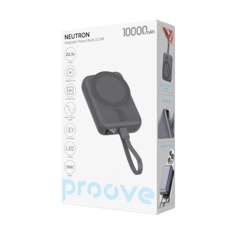 Універсальна мобільна батарея Proove Neutron 22.5 W 10000 mAh Gray (PBNE22022203) ( 13564 ) Харьков - изображение 2