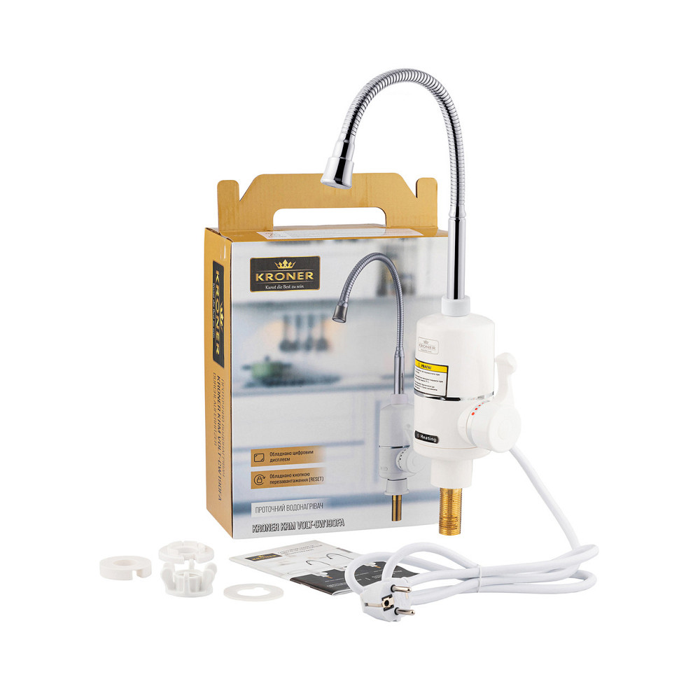 Кухонний кран з електронагрівом Kroner KRM Volt - CW190RFA гнучкий вилив Київ - фото 7