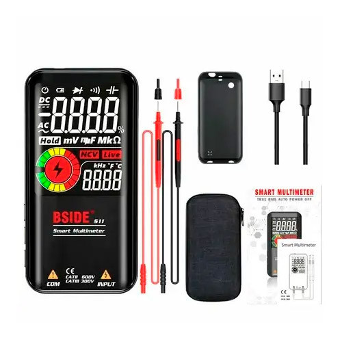 Мультиметр BSIDE S11, цифровий, True RMS, NCV, 9999 відліків, акумулятор, ліхтарик Київ - фото 2
