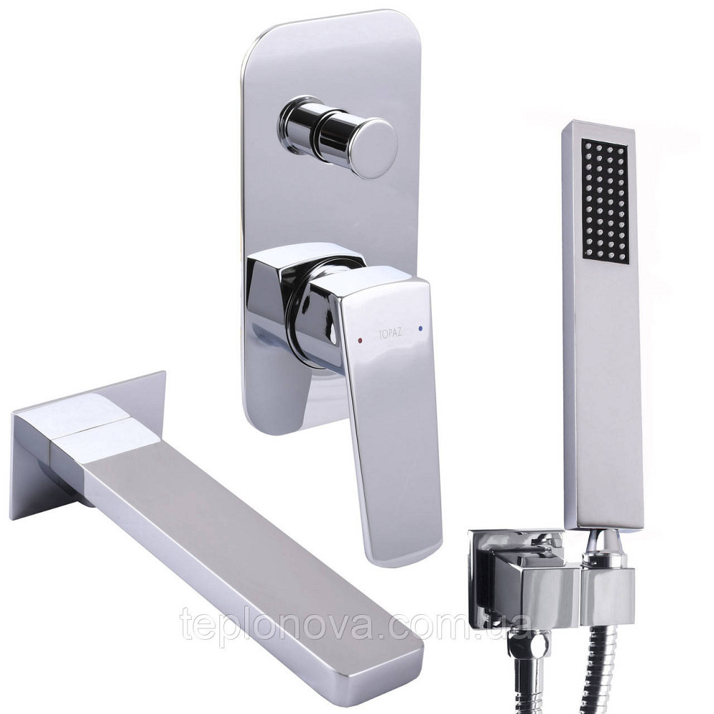 Смеситель для ванны встроенный TOPAZ LEXI TLG 21202-H21 2 выхода, ручная лейка, излив 190 мм Черновцы - изображение 1