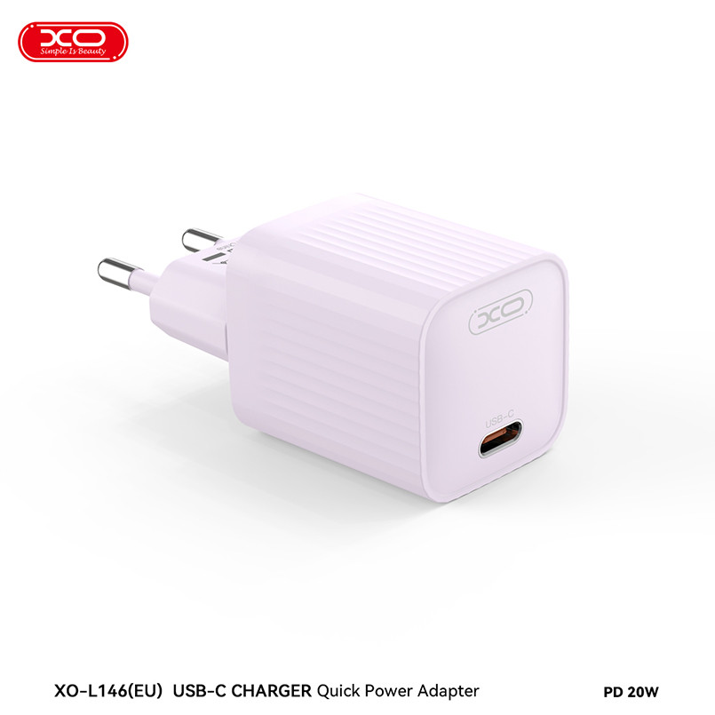 Мережевий зарядний пристрій XO L146 PD20W Single USB-C Charger фіолетовий Львів - фото 3