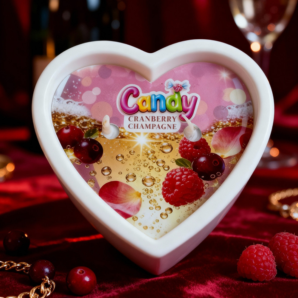 Масажна свічка з ароматом шампанського з журавлиною Candy Cranberry Champagne у формі серця, 70 мл Sex Aura Київ - фото 2