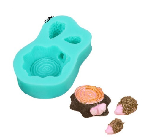 Молд силиконовый Пенёк с ежами 75 на 45 мм зеленый Киев - изображение 3