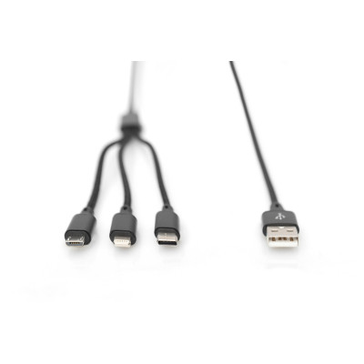 Дата кабель USB 2.0 AM to Lightning + Micro 5P + USB-C 1.0m charge only Digitus (AK-300160-010-S) Вінниця - фото 6