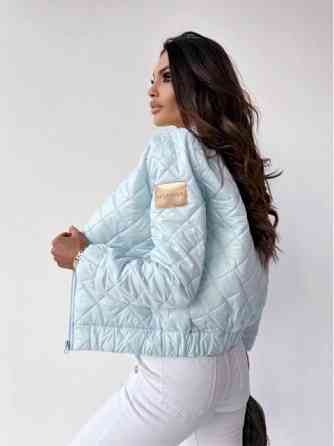 Женская короткая стеганая куртка без капюшона плащевка с водоотталкивающей пропиткой с утеплением силикон Голубой, 50/52 Одесса