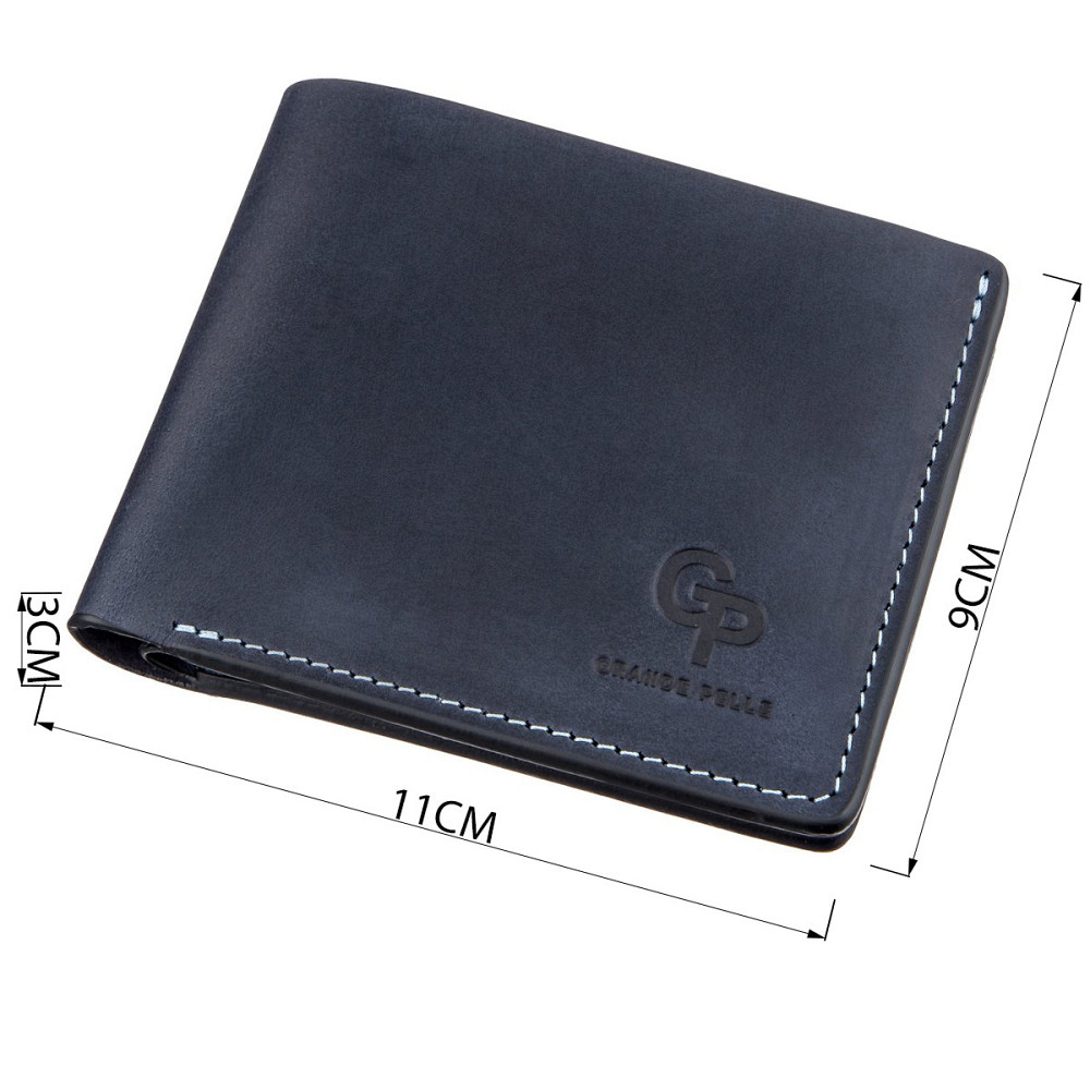 Оригінальна портмоне комбі двох кольорів унісекс на магніті Синє (GRANDE PELLE) Київ - фото 1