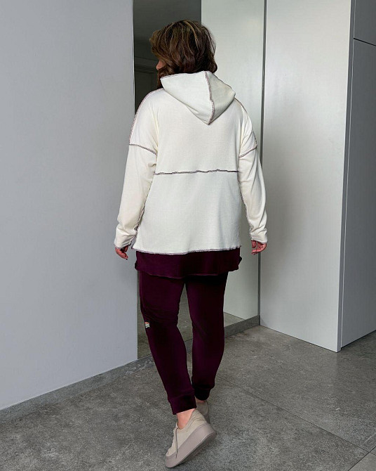 Жіночий стильний повсякденний костюм із якісного велюру Бежевий, 48/52 Одеса - фото 2