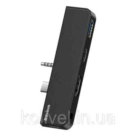 Док-станція USB3.1 Type-C+3.5mm --> HDMI/USB 3.0/Type-C/3.5mm Чорна Baseus for Surface Go (CAHUB-FT01) Київ