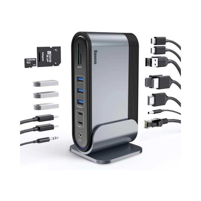 USB-хаб Baseus UnionJoy 17-Port Triple-Display Docking Station Space Grey（USB-C to Одесса - изображение 6
