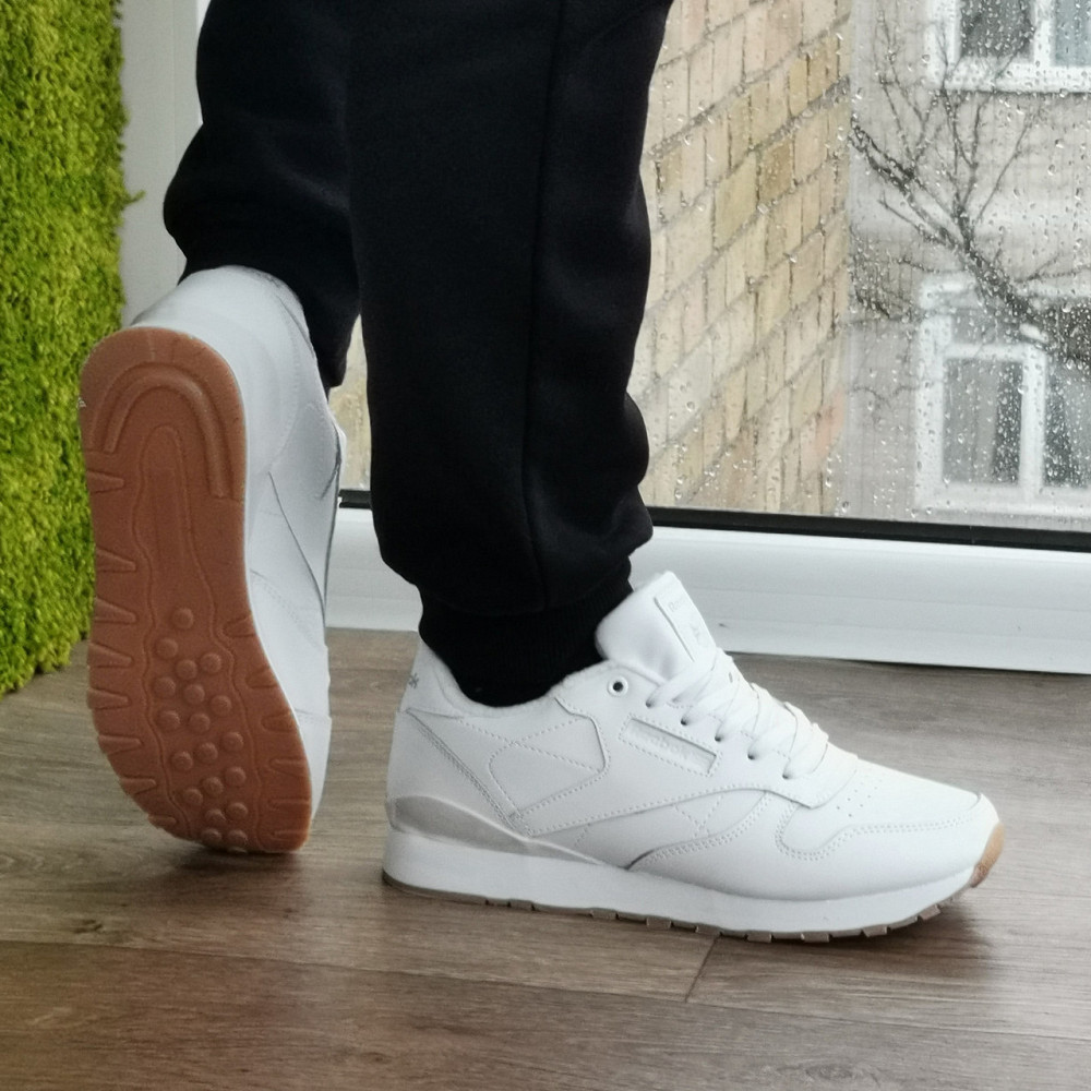 Жіночі Термо Кросівки Reebok Classic Білі Зимові Рибок Шкіряні (розміри: 36,37,38,39,40,41,42,43) Дніпро - фото 3