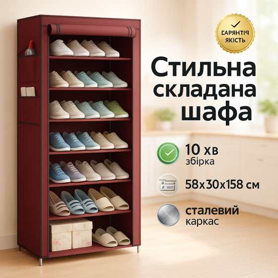 Универсальный складной шкаф для одежды, Портативный текстильный шкаф для одежды Стильный складной QS-66 Львов