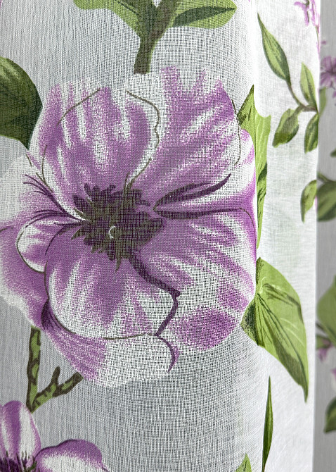 Тюль VR-Textil 1802т Flora Батист Білий з бузковий та зеленим 300х270 см (40-103) Київ - фото 7
