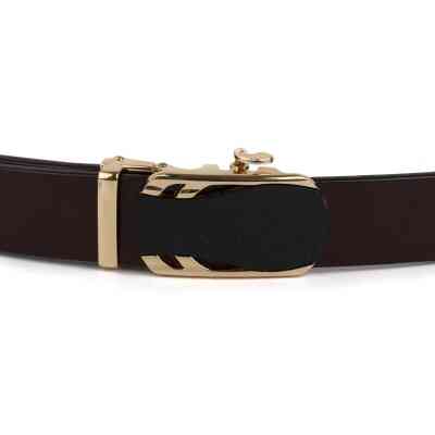 Ремень Vintage С золотистой пряжкой автомат Коричневый (20323) Винница