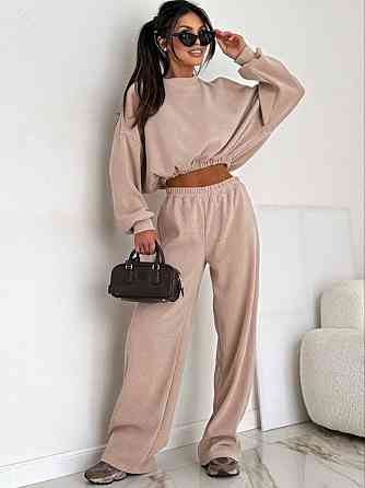 Женский стильный повседневный костюм двойка рубчик Бежевий, 50/52 Одесса