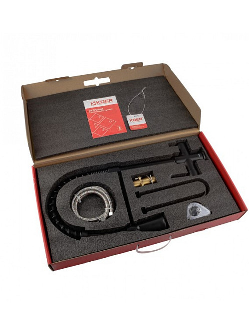 Змішувач для кухні Koer KB-72025-05 з виходом для питної води (вилив – пружина) латунь/колір чорний (KR5015) Чернівці - фото 9