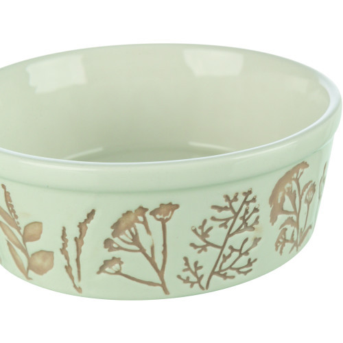 Миска Trixie керамічна з рослинним текстурним принтом для собак 0,3 л діаметр 12 см біло-коричнева Київ - фото 2