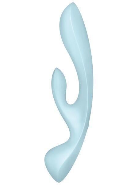 Двухсторонний вибратор-кролик Satisfyer Triple Oh Light Blue, 3 мотора, рукоятка-массажер Sex Aura Киев - изображение 2