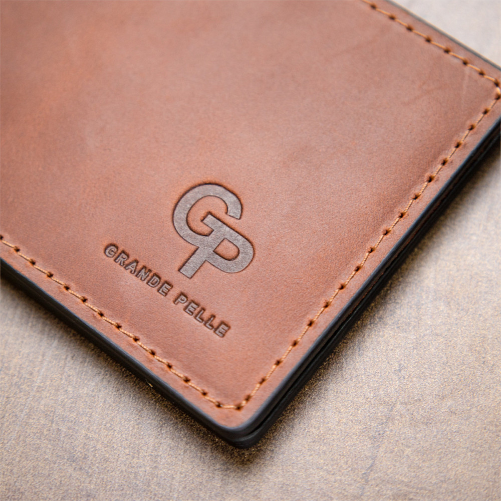 Мужской кожаный винтажный зажим Коричневый (GRANDE PELLE) Киев - изображение 4