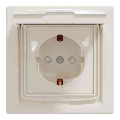 Розетка Schneider Electric ASFORA з кришкою IP44, крем (EPH3100323) Вінниця