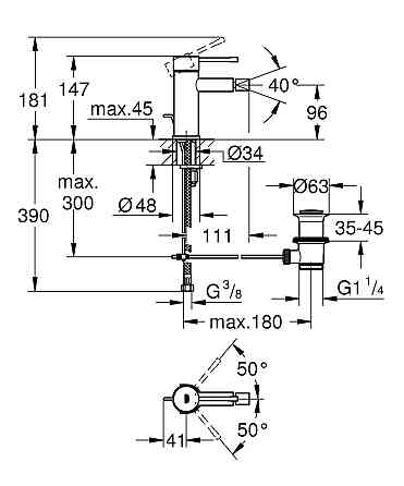 Змішувач з донним клапаном Grohe Essence (24178001) Київ