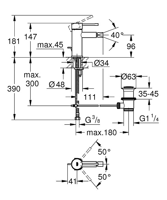 Змішувач з донним клапаном Grohe Essence (24178001) Київ - фото 3