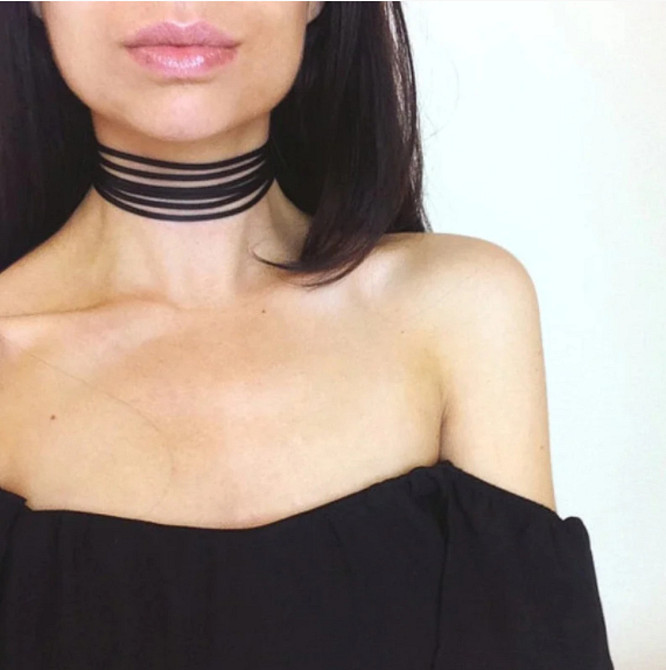 Чокер жіночий чорний смужками Київ - фото 2