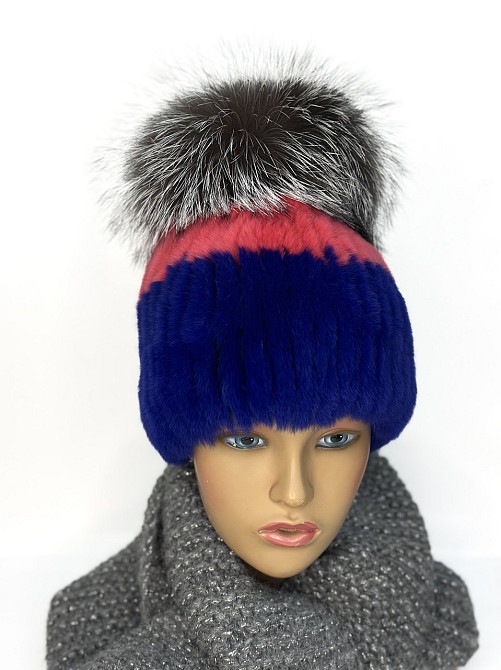 Шапка меховая женская Бон Тифани Синий Харьков - изображение 1