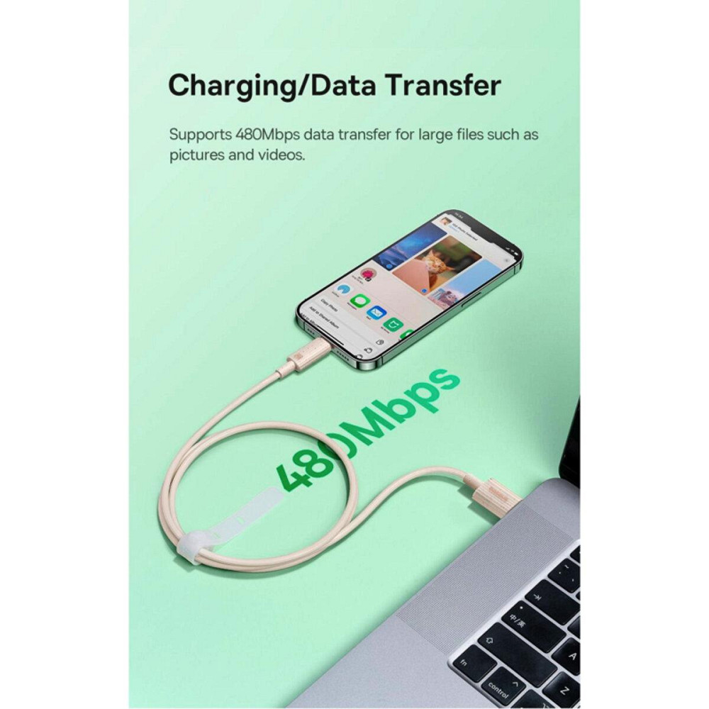 Кабель Baseus Habitat Series Fast Charging Cable USB to iP 2.4A 2m Wheat Pink P10360200421-01 Одесса - изображение 8
