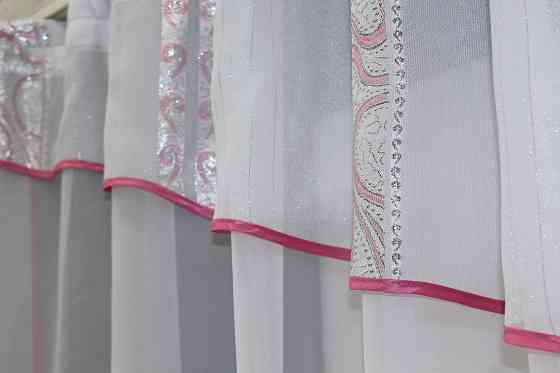 Кухонная занавеска VR-Textil № 00к белый с розовым 280х170 см (59-908) Киев