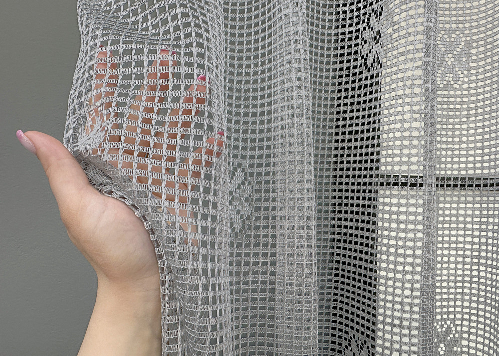 Тюль сетка VR-Textil Juli № 1716т Арка на кухню цвет серый 300х160 см (53-0027) Киев - изображение 3