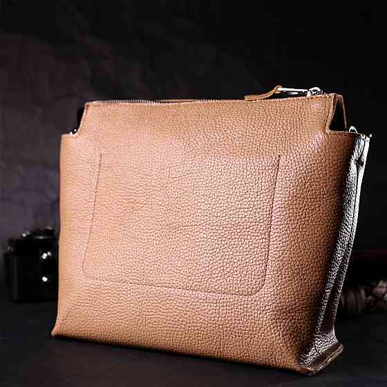 Лаконичная вместительная сумка для женщин из натуральной кожи GRANDE PELLE 11696 Бежевая Киев