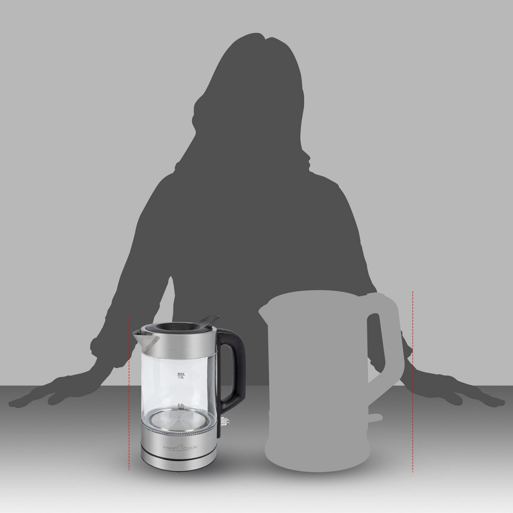 Електричний чайник скляний 1.5 літра з підсвічуванням Profi Cook PC-WKS (1107) 2200 Вт Нововолинськ - фото 7