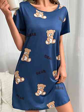 Жіноча повсякденна принтована туніка батал трикотаж. Синій, 50/52 Одеса