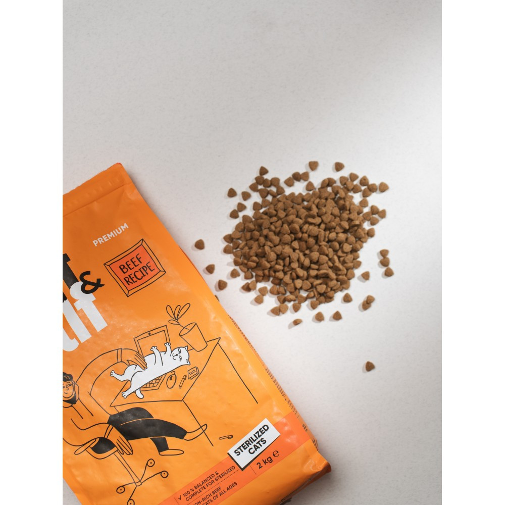 Сухий корм Half&Half для стерилізованих котів, з яловичиною, 2 кг Вінниця - фото 4