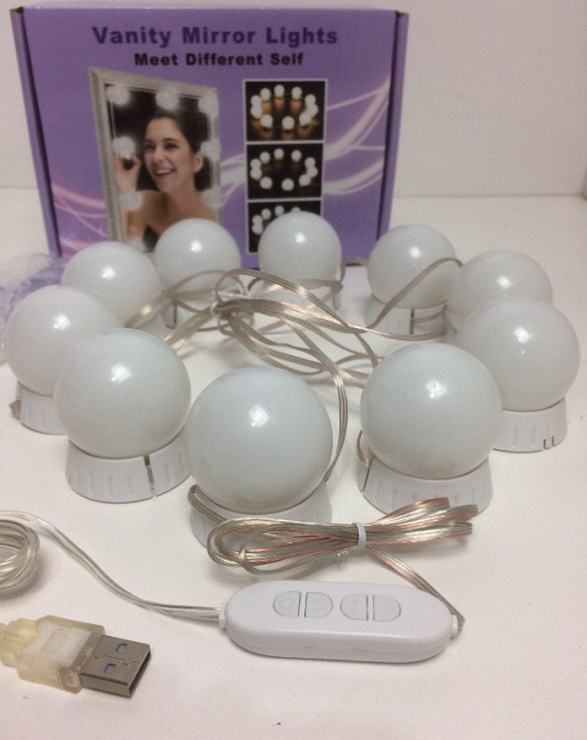 Подсветка на зеркало переносная для макияажа грима на 10 ламп теплый свет 3 режима питание USB качественый Одесса - изображение 3