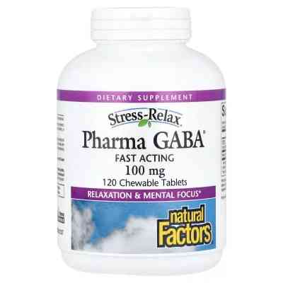 Аминокислота Natural Factors GABA (Гамма-Аминомасляная Кислота), 100 мг, Stress Relax, Pharma GABA, 1 (NFS-02838) Винница