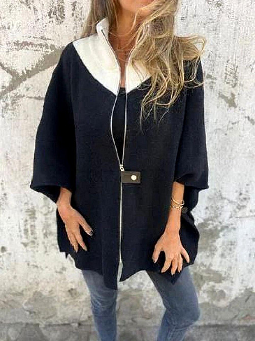 Женский базовый теплый кардиган-пончо ангора вязкая Черный, 56/62 Одесса - изображение 3