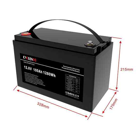 Акумуляторна батарея літій-залізо-фосфатна 12.8В 100Аг Cyclen 12.8V 100AH LiFePo4 (44-00075) Київ